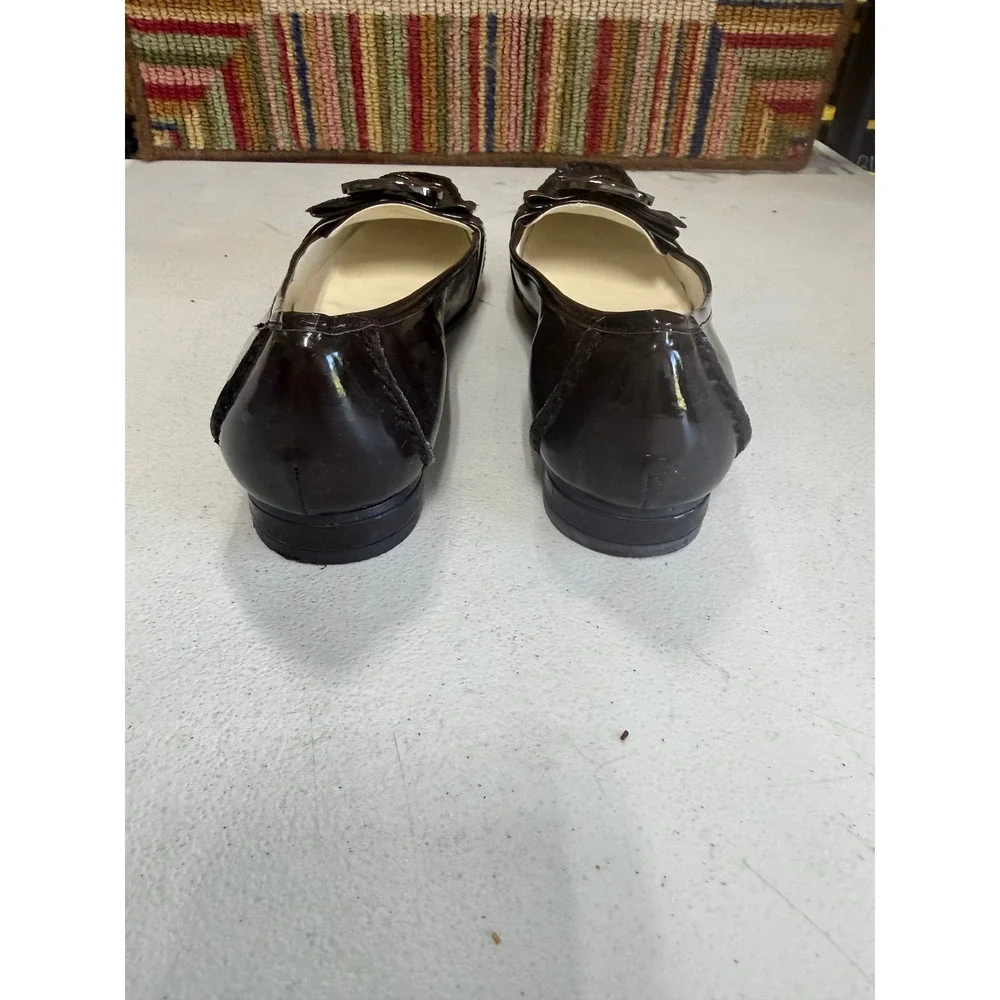 Calvin Klein Chainey Dark Brown Patent Leather Buckle Loafer Flats‎ Womens 8.5M